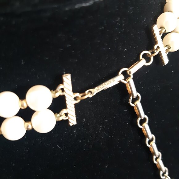 1960s 15" Lisner Faux Pearl & Aurora Borealis Crystal Vintage Necklace - Picture 11 of 16